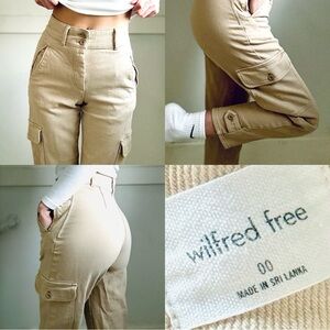 Wilfred Free Modern Cargo Pants Beige High Rise Utility Trousers Size 00 Aritzia